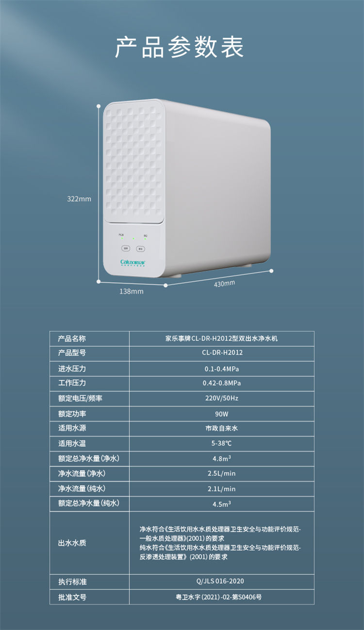 傢(jia)樂事富(fu)锶雙水機(jī)H2012産(chan)品(pin)介紹